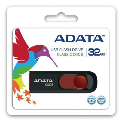 ADATA | C008 | 32 GB | USB 2.0 | Black/Red - 2